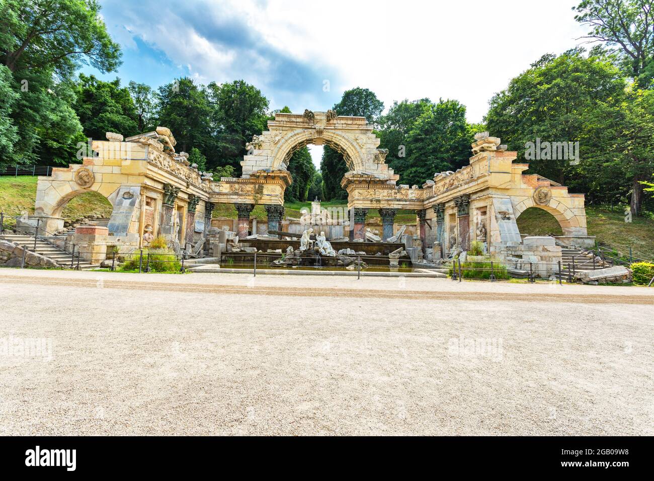 Roman ruin, Schoenbrunn Palace in Vienna, Austria Stock Photo