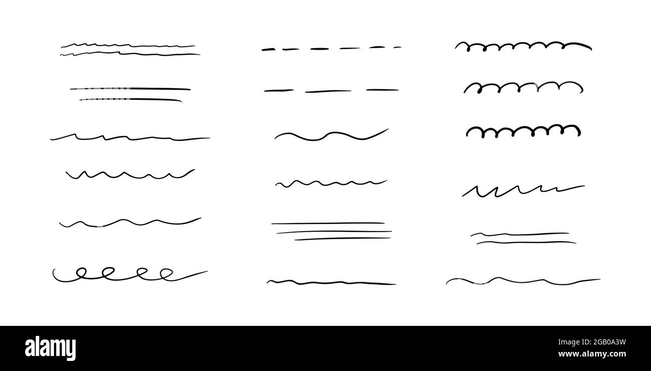 Hand drawn underline, emphasis, lines set. Brush strokes. Handmade scribble  underline. Vector illustration on white background in doodle style Stock  Vector Image & Art - Alamy