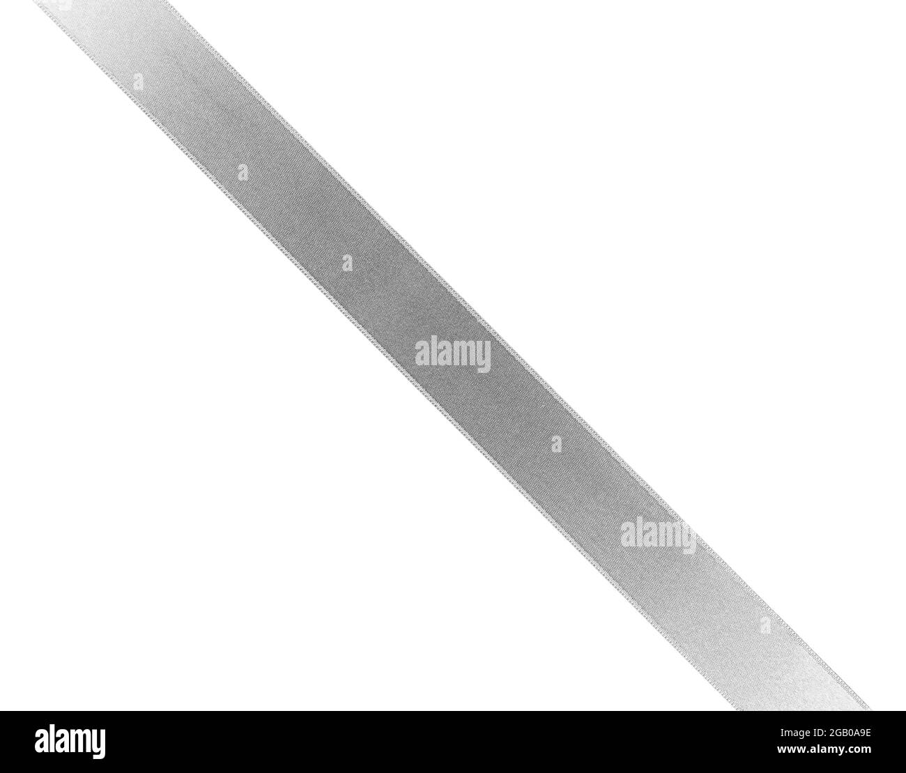 Silver silk ribbon isolated on white background Stock Photo - Alamy