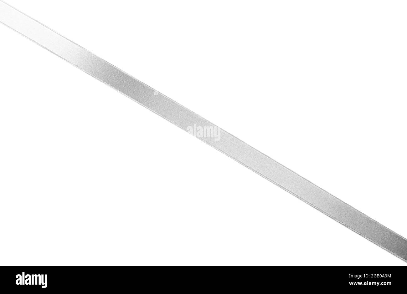 Silver silk ribbon isolated on white background Stock Photo - Alamy