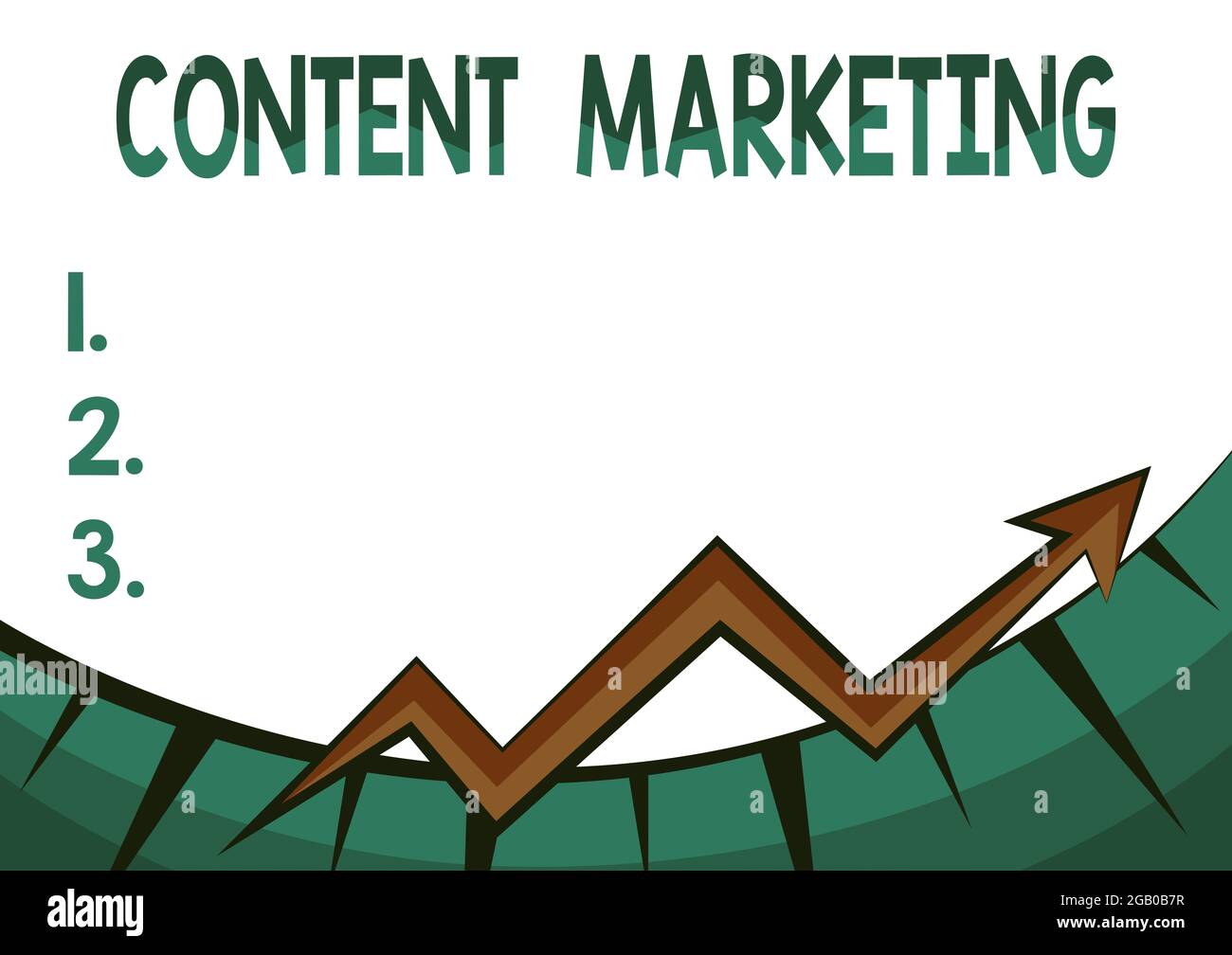 Conceptual display Content Marketing. Word for involves the creation and sharing of online material Abstract Graph Presenting Progress, Moving Forward Stock Photo
