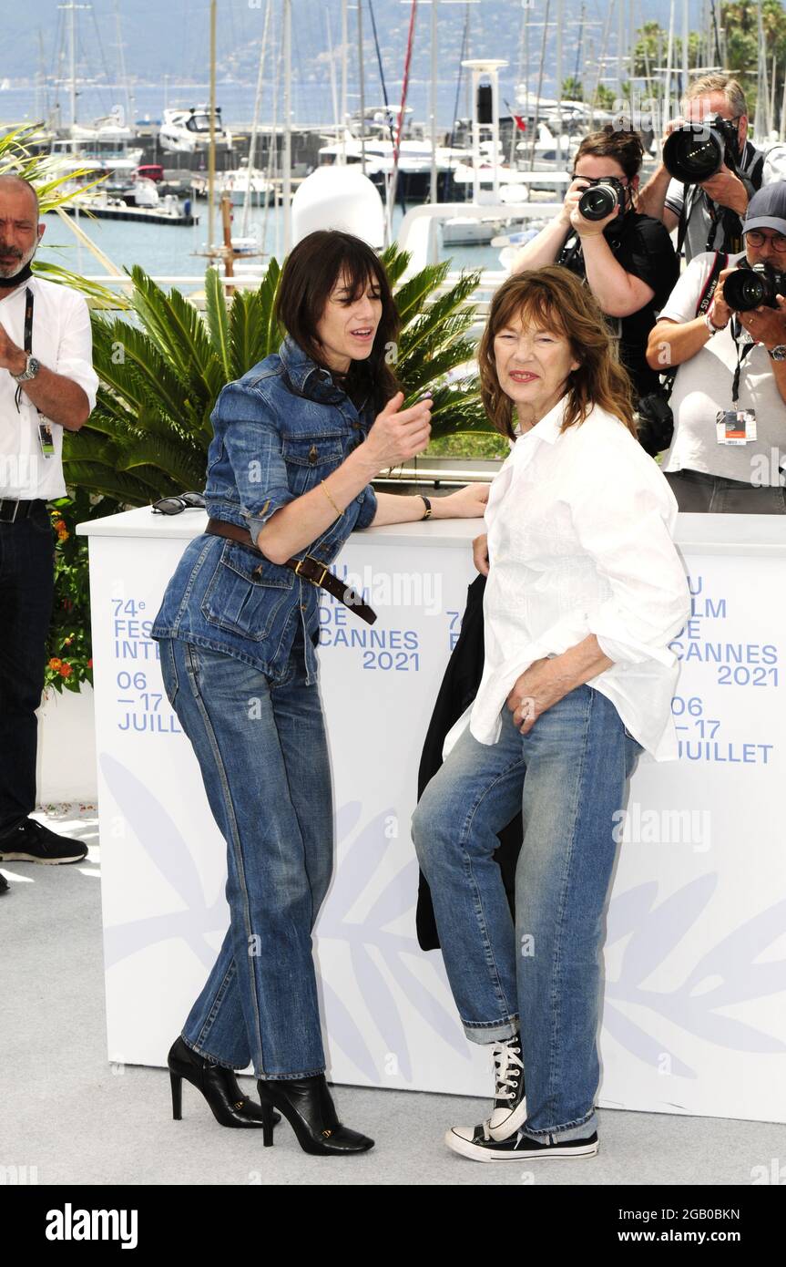 Jane Birkin and daughter Charlotte Gainsbourg attend photocall in 2023