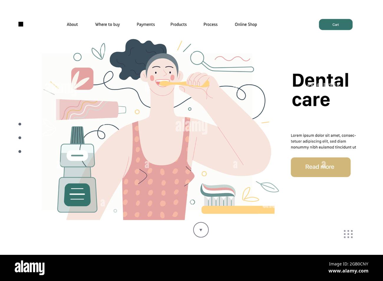 Medical insurance web page template dental care modern flat vector