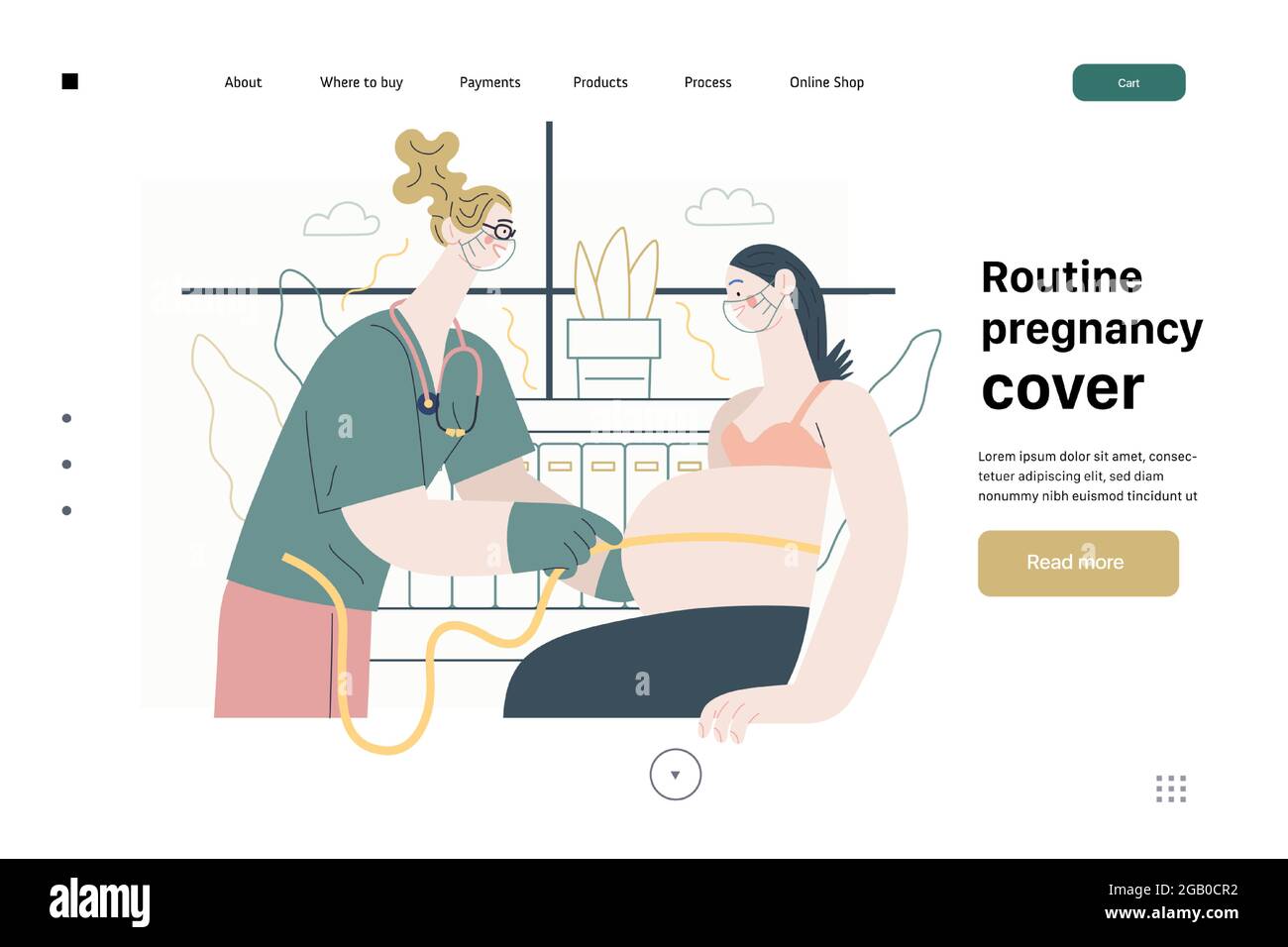 Medical insurance web page template routine pregnancy cover modern