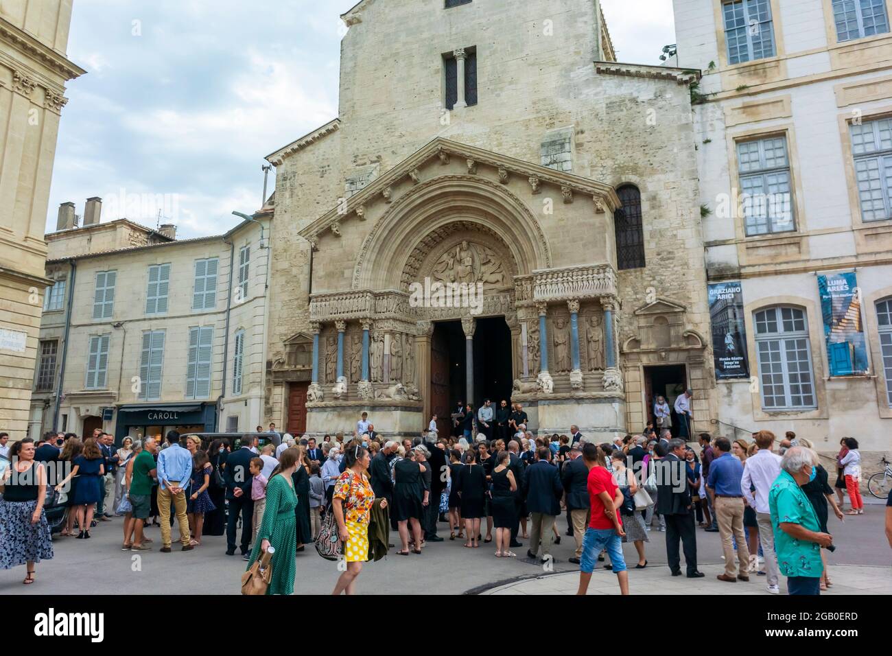 Arles, France, French Catholic Church Funeral with French Family on