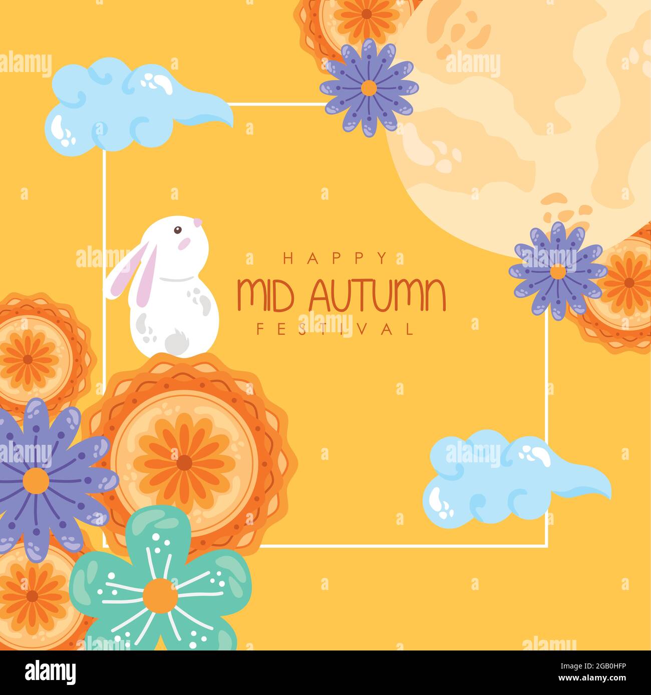 mid autumn festival rabbit and moon Stock Vector Image & Art - Alamy