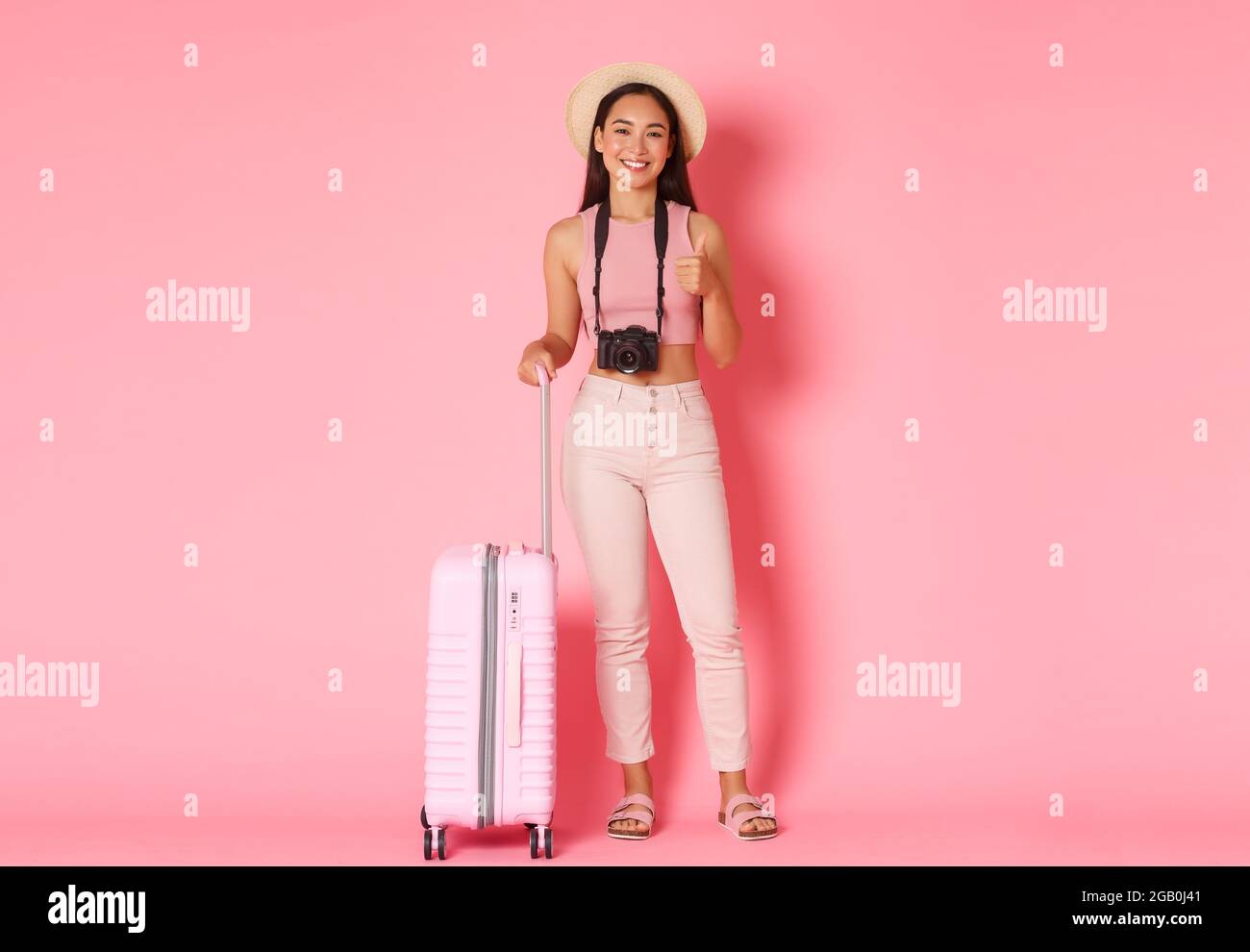 Tourism, summer vacation, holidays abroad concept. Full length of