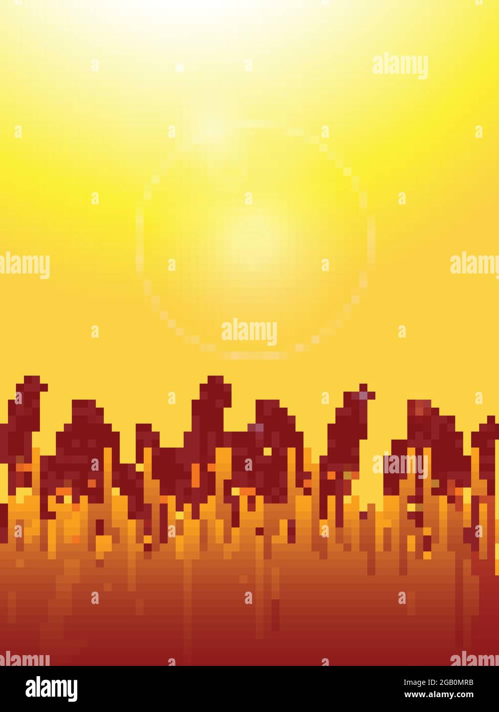 Autumn Sunset Background With Harvest Field Of Wheat And Lens Flares Stock Vector