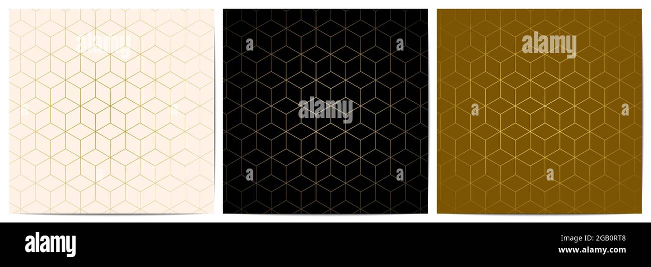 Set of abstract geometric seamless pattern with golden lines.Luxury of ...