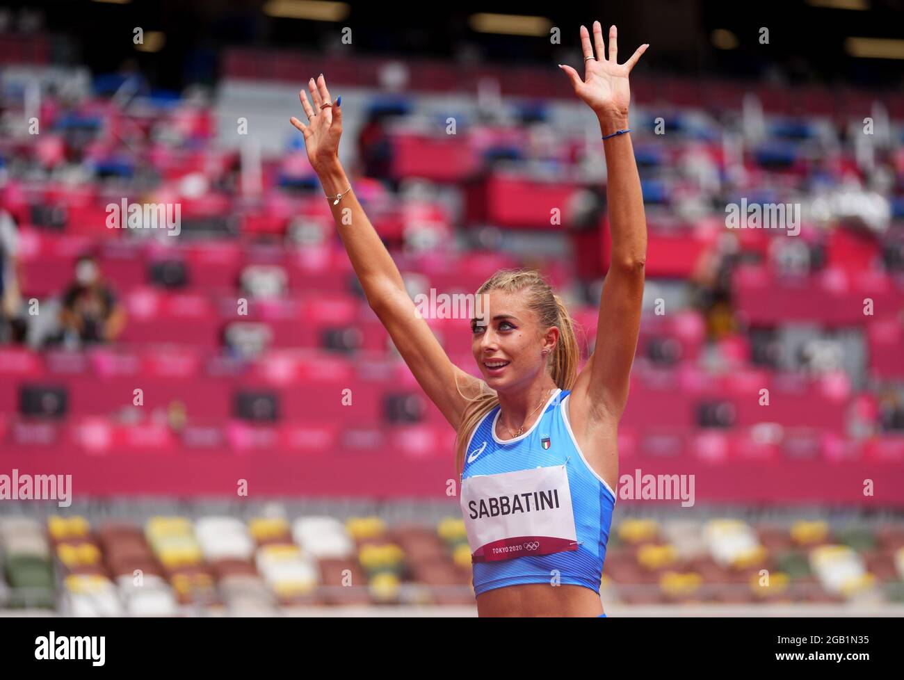 Tokyo Olympics Athletics Women S 1500m Round 1 Ols Olympic Stadium Tokyo Japan August 2 21 Gaia Sabbatini Of Italy Gestures Reuters Aleksandra Szmigiel Stock Photo Alamy