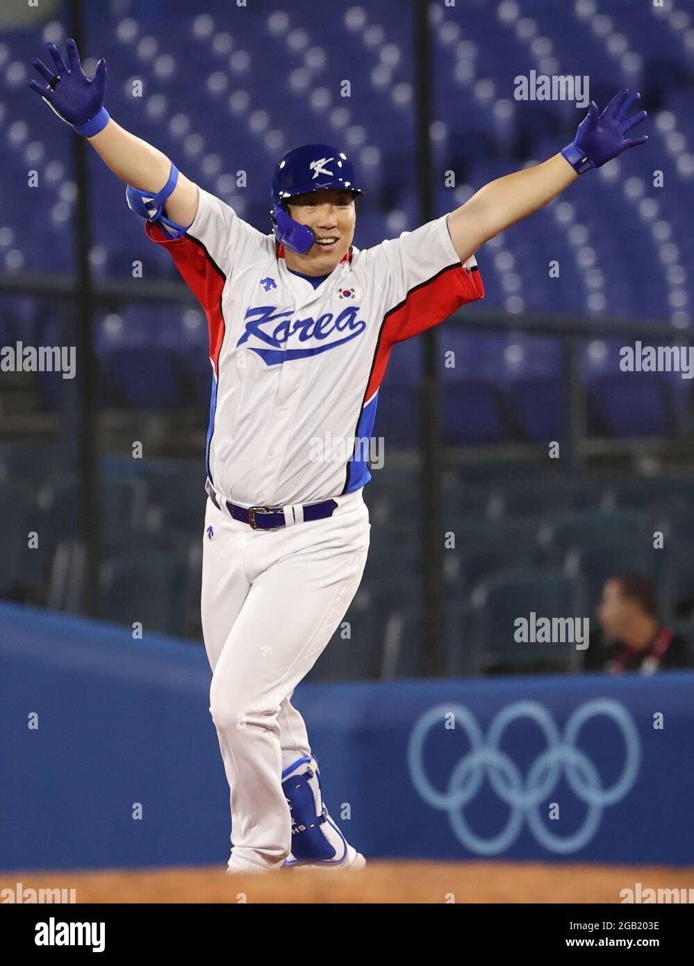 02nd Aug, 2021. S. Korean baseball team wins Kim Hyunsoo of South