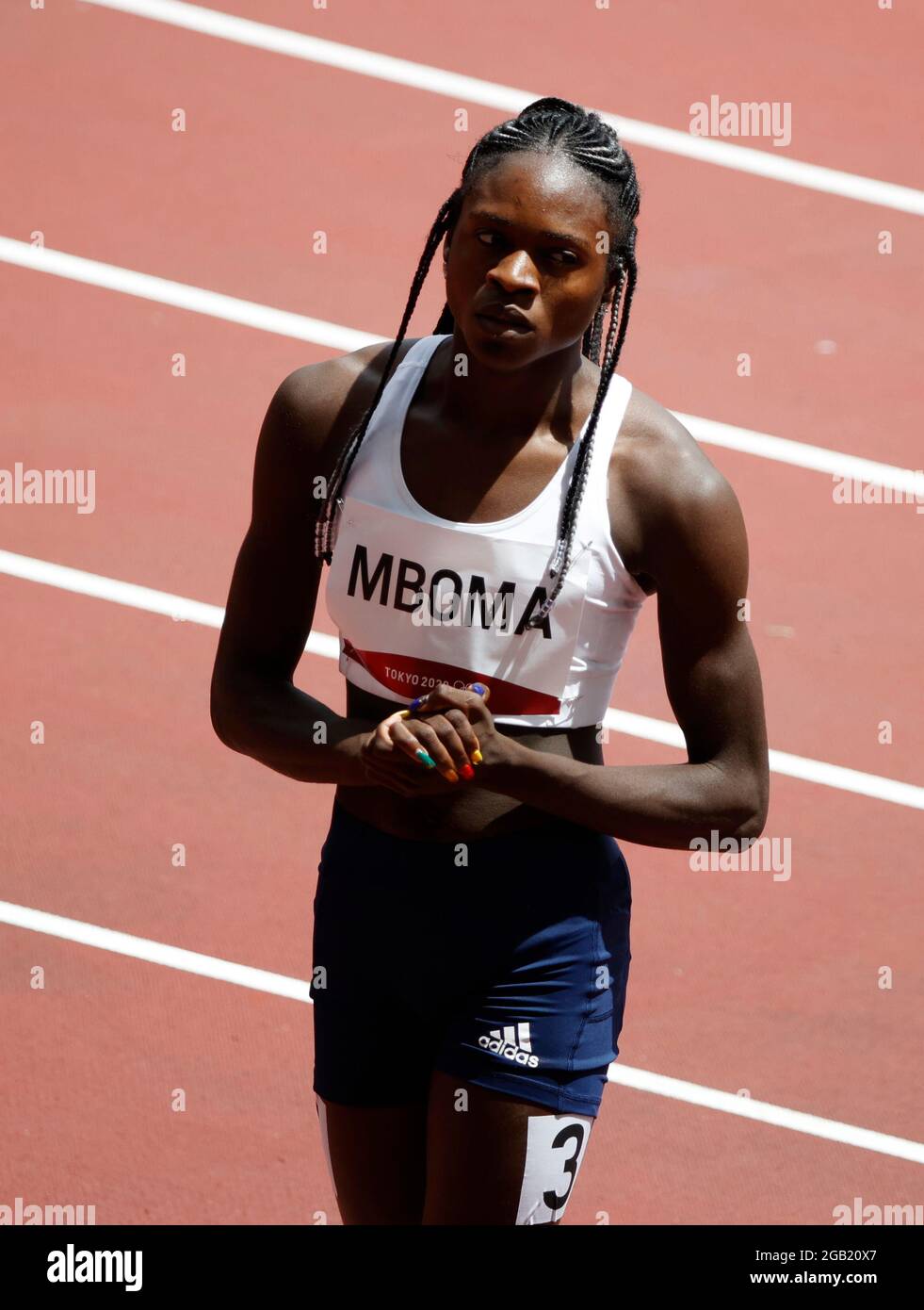 Tokyo 2020 Olympics - Athletics - Women's 200m - Round 1 - Olympic Stadium,  Tokyo, Japan - August 2, 2021. Christine Mboma of Namibia reacts after  competing and finishing first in Heat 4 REUTERS/Phil Noble Stock Photo -  Alamy