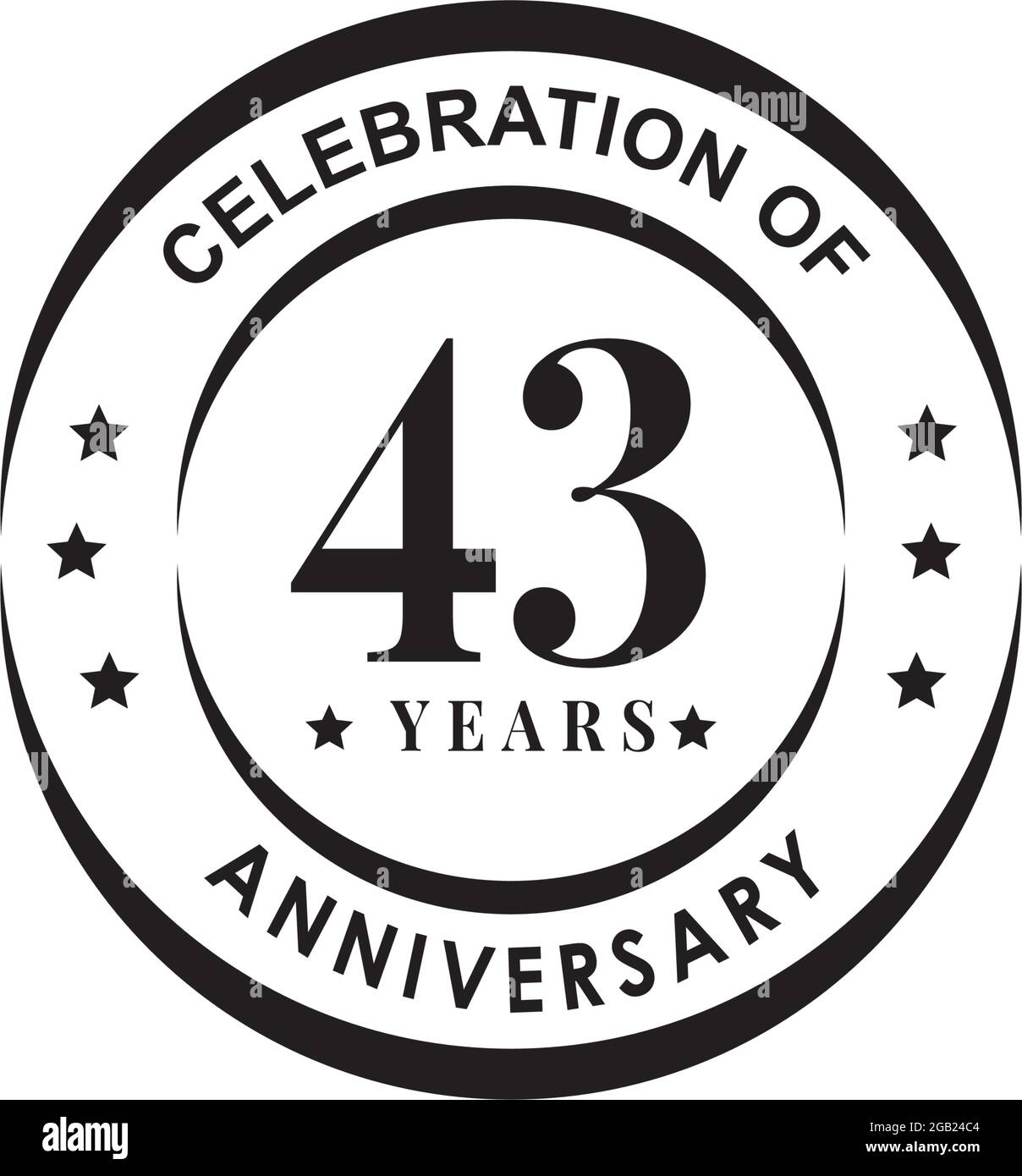 43th year anniversary logo design vector template Stock Vector