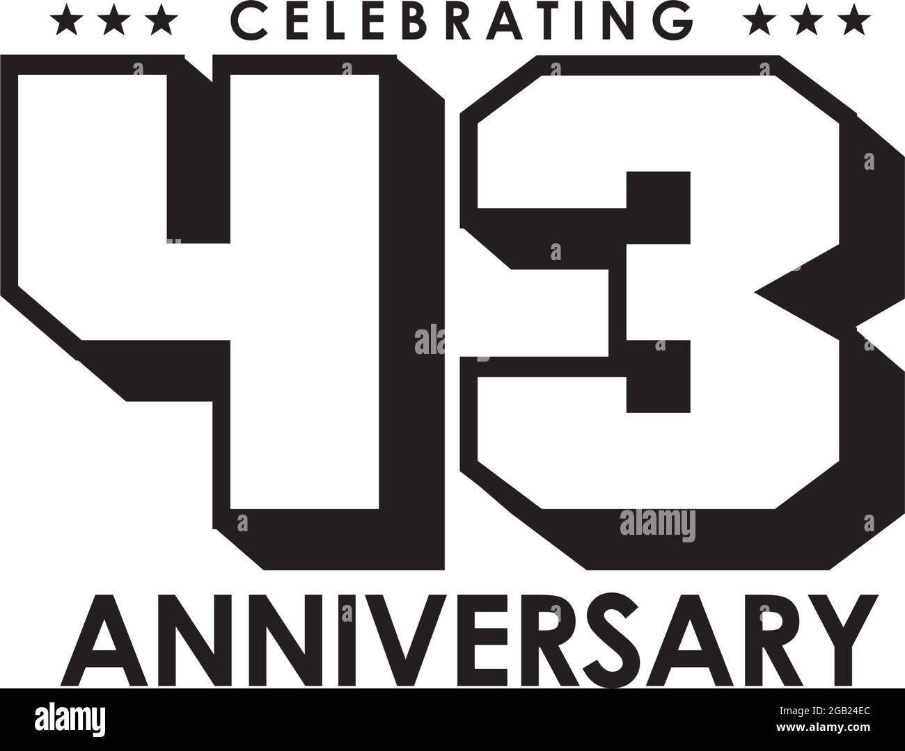 43th year anniversary logo design vector template Stock Vector