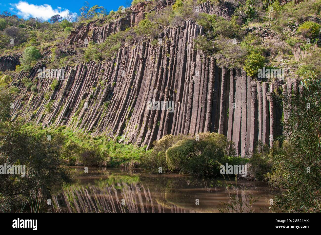 Columnar basalt formation at the edge of an ancient lava flow, Organ