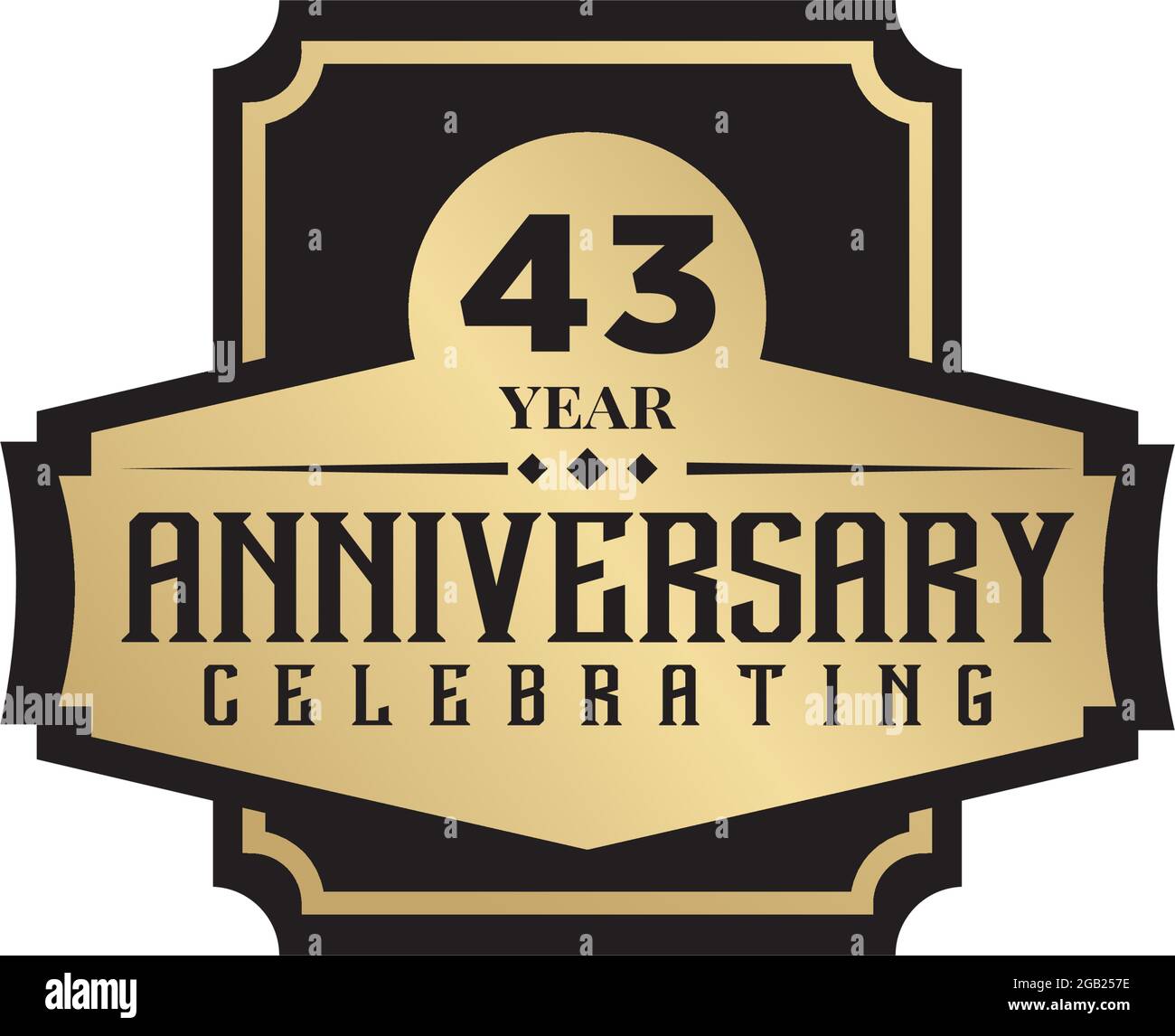 43th year anniversary logo design vector template Stock Vector Image ...