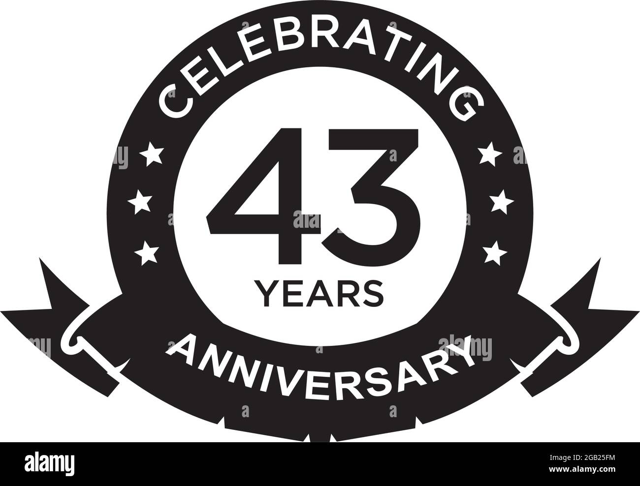43th year anniversary logo design vector template Stock Vector