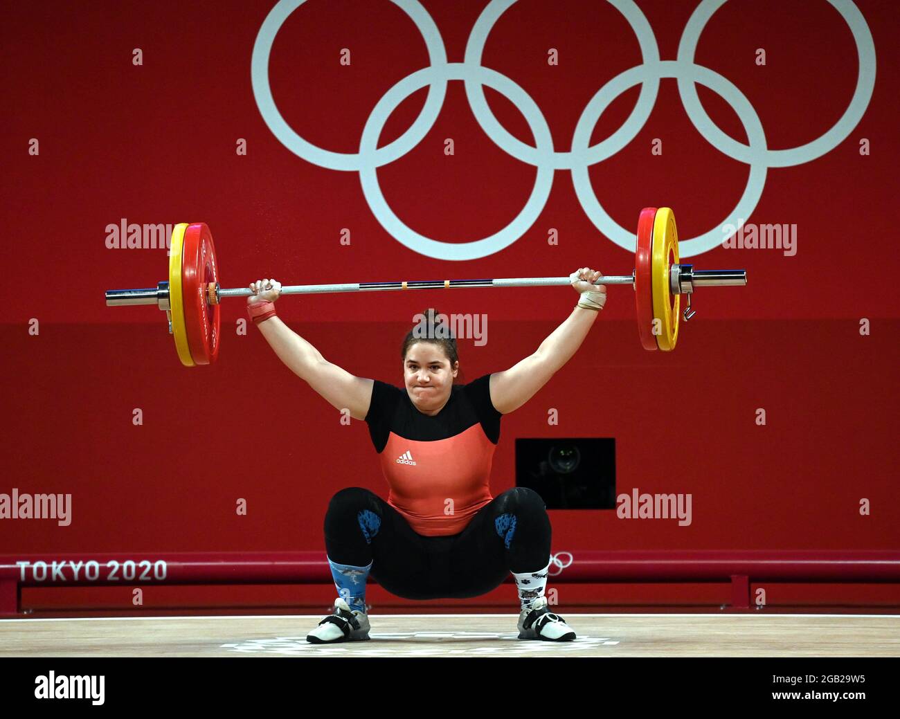 Belgian Weightlifter Anna Vanbellinghen pictured during the Weightlifting event in the women over 87 kg category on day 101 of the 'Tokyo 2020 Olympic Stock Photo