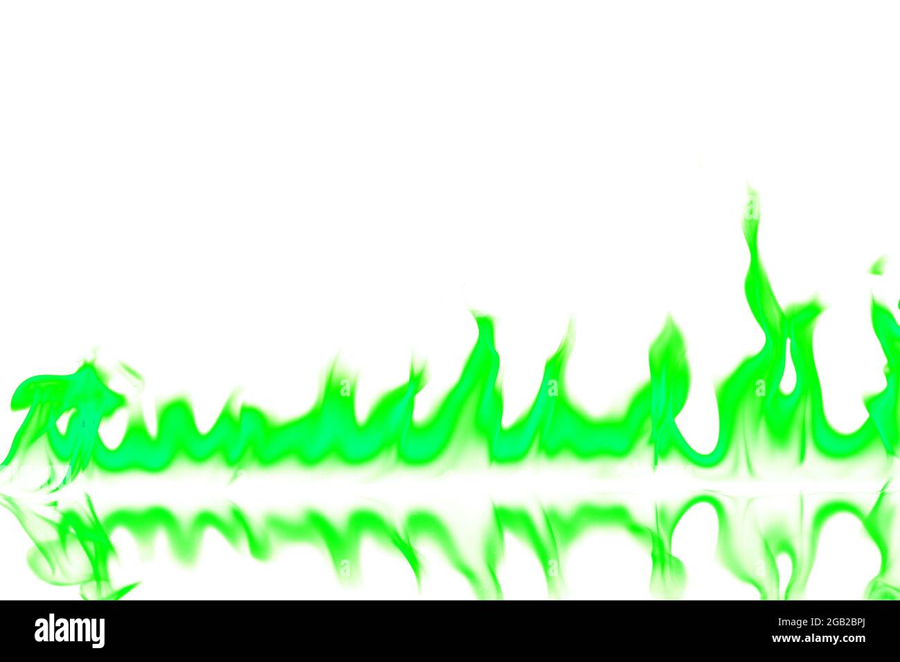 Green fire flames isolated on white background Stock Photo Alamy