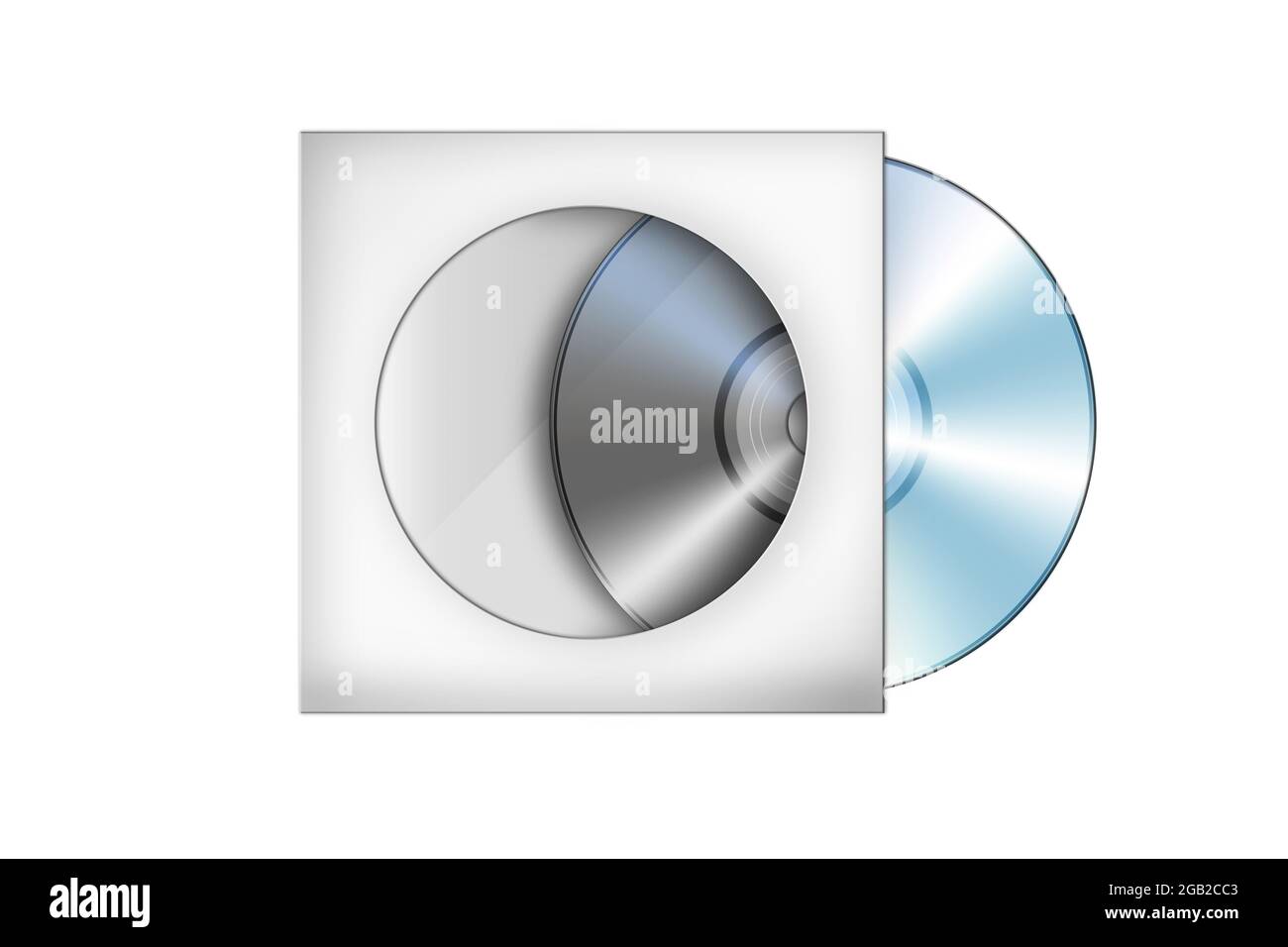 Compact disk with cover illustration (cd, case, dvd) isolated on white background. with clipping path. Stock Photo