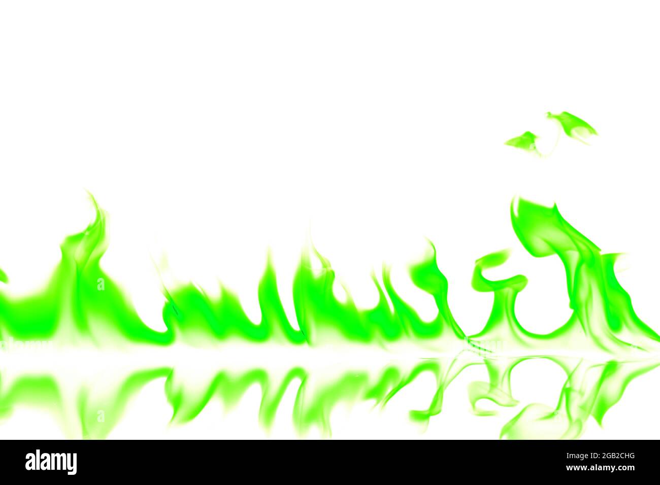 Green fire flames isolated on white background Stock Photo Alamy
