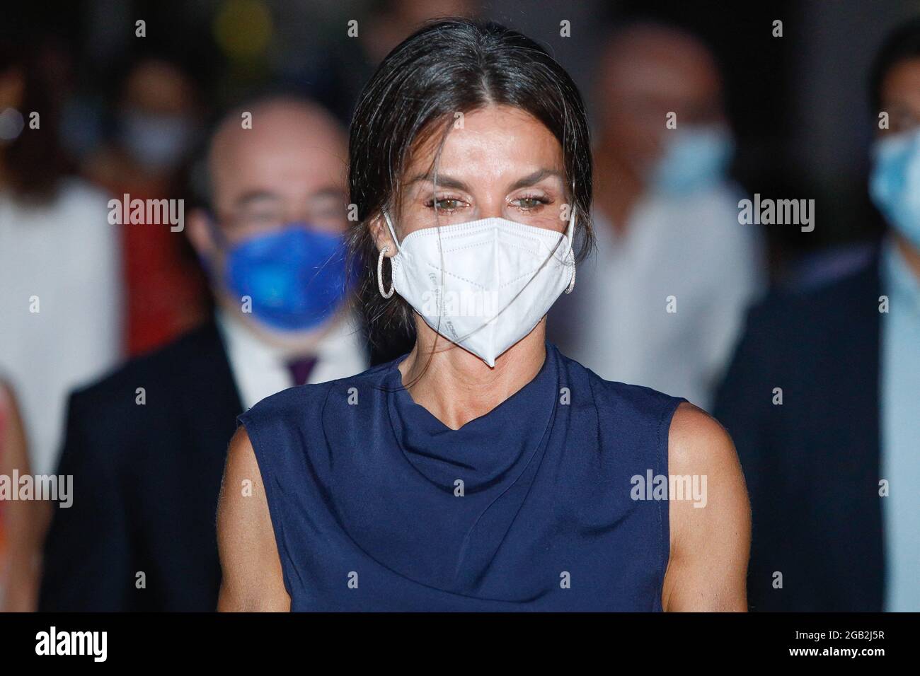 Queen Letizia of Spain attends Atlantida Film festival closing at the La Misericordia cultural center in Palma de Mallorca, Spain on August 1, 2021. Photo by Archie Andrews/ABACAPRESS.COM Stock Photo