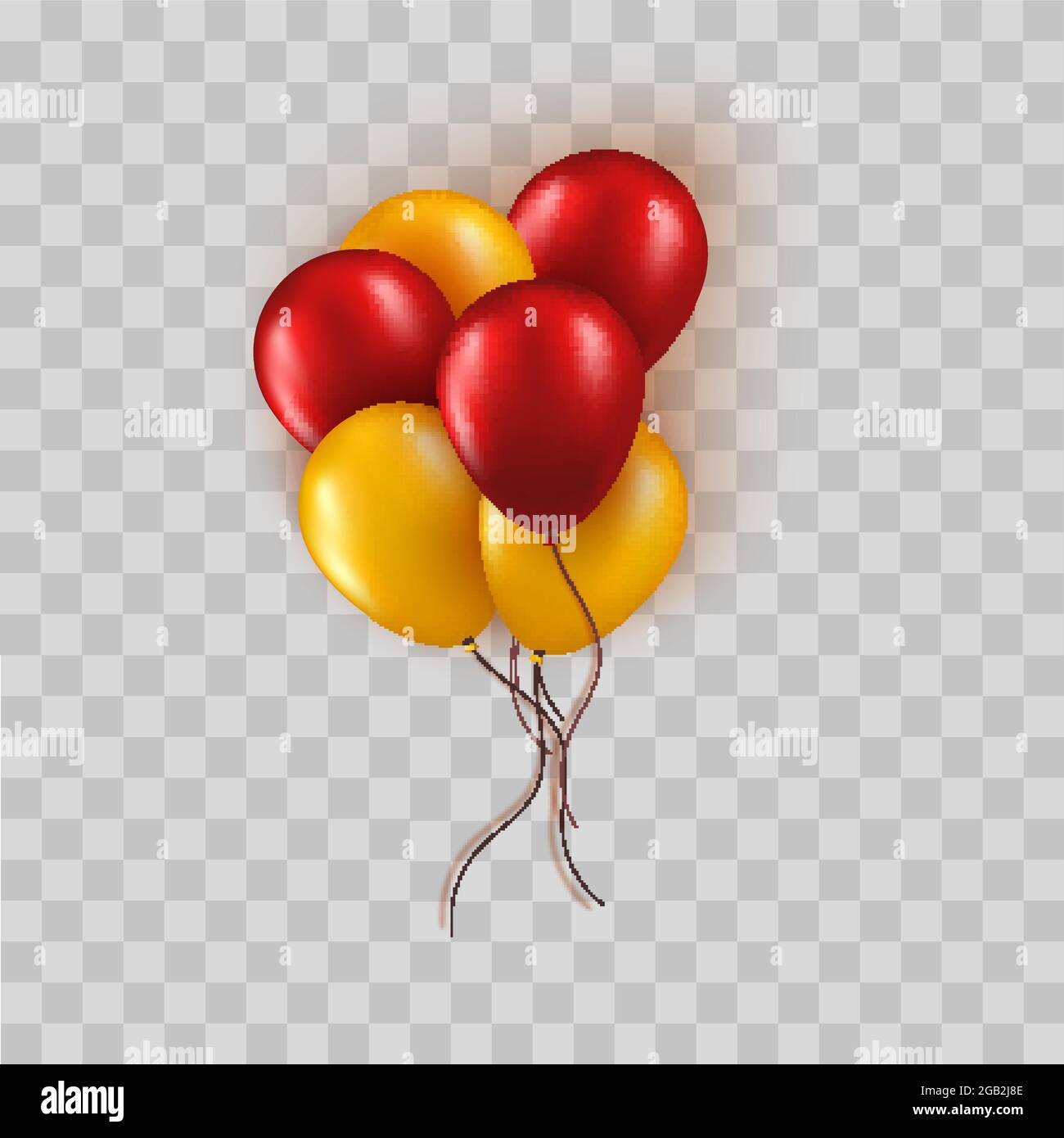 Realistic bunch of red and yellow balloons isolated on transparent ...