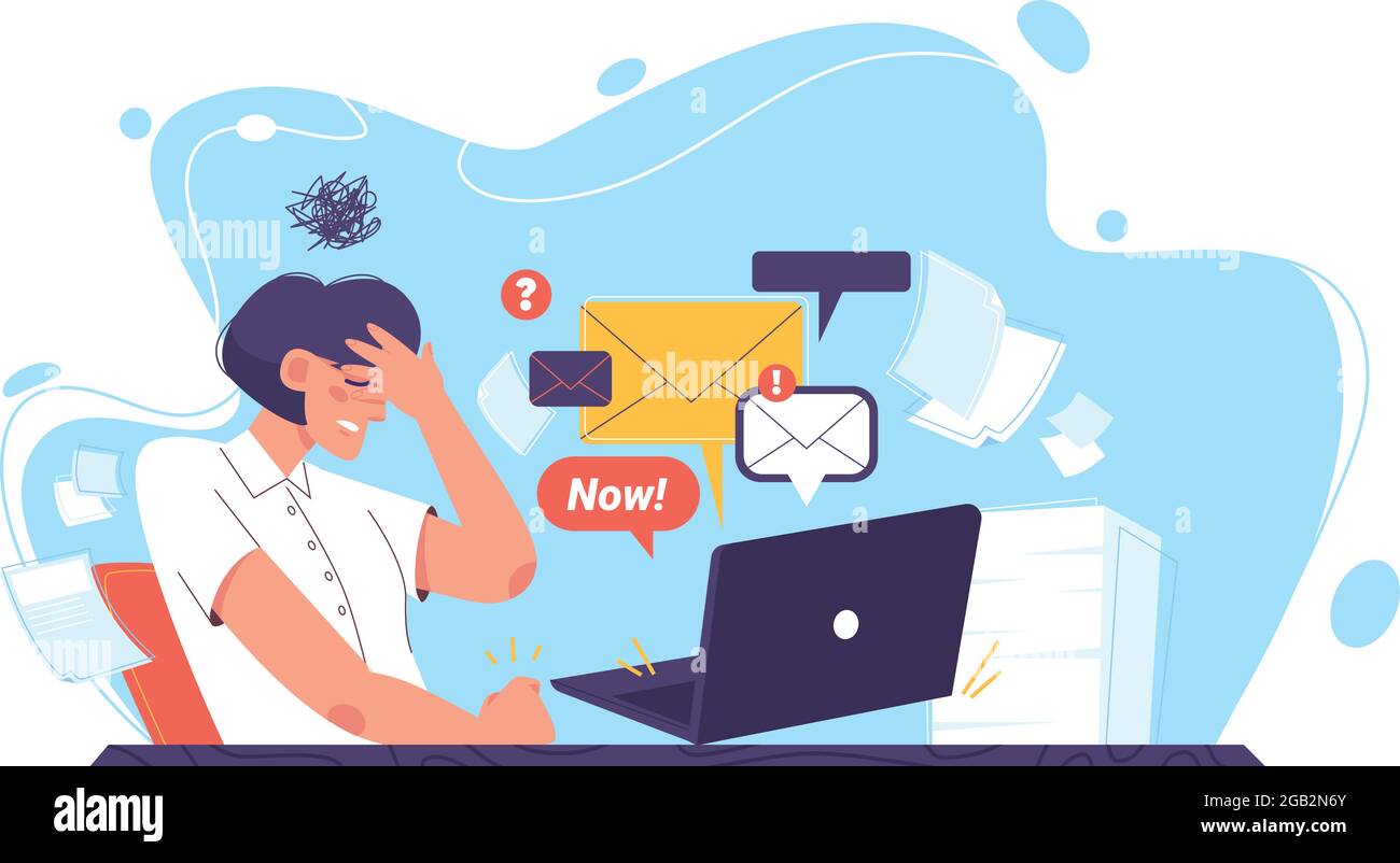 Business woman headache overworked Stock Vector Images - Alamy