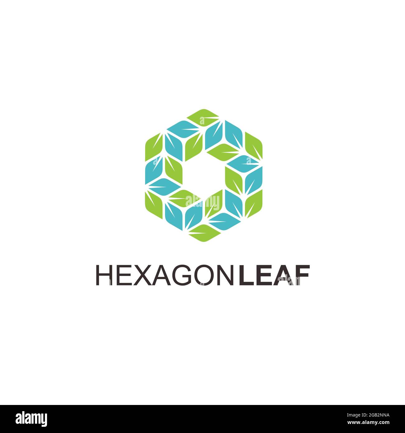 hexagon leaf green nature hexaleaves logo vector icon illustration Stock Photo