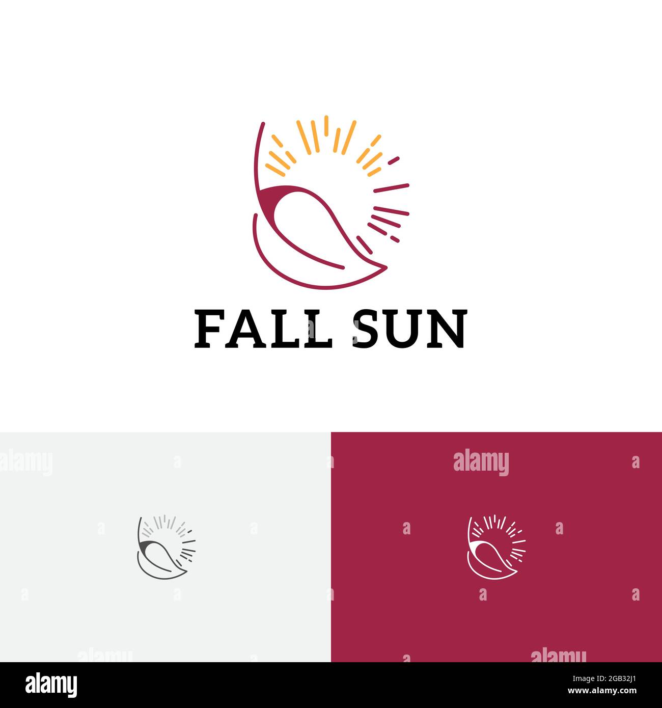 Fall Sun Leaf Autumn Nature Ling Logo Stock Vector
