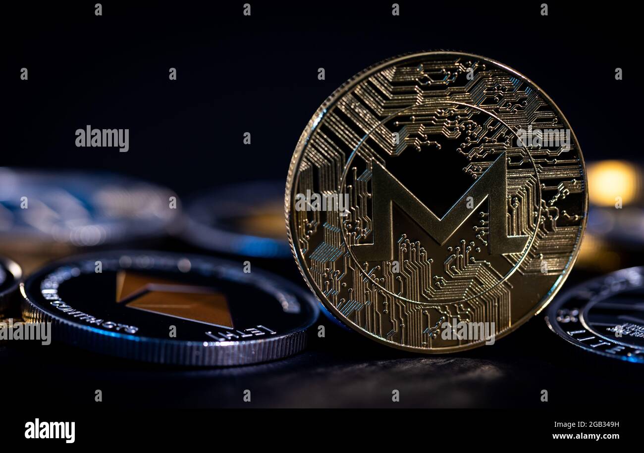 Monero cryptocurrency coin Stock Photo