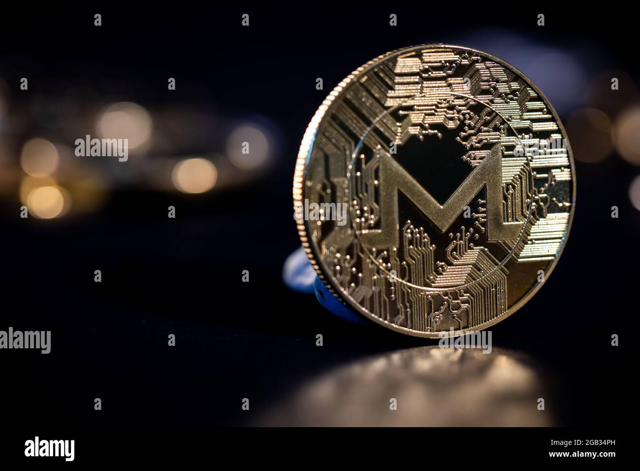 Monero cryptocurrency coin Stock Photo