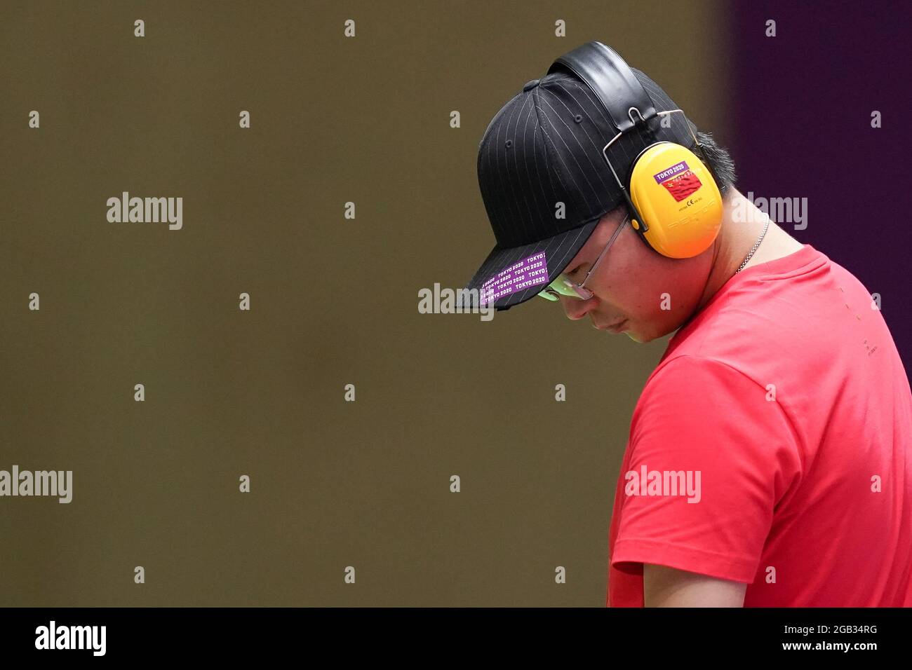 Tokyo, Japan. 2nd Aug, 2021. Li Yuehong of China competes during the 25m rapid fire pistol men's final at the Tokyo 2020 Olympic Games in Tokyo, Japan, Aug. 2, 2021. Credit: Ju Huanzong/Xinhua/Alamy Live News Stock Photo