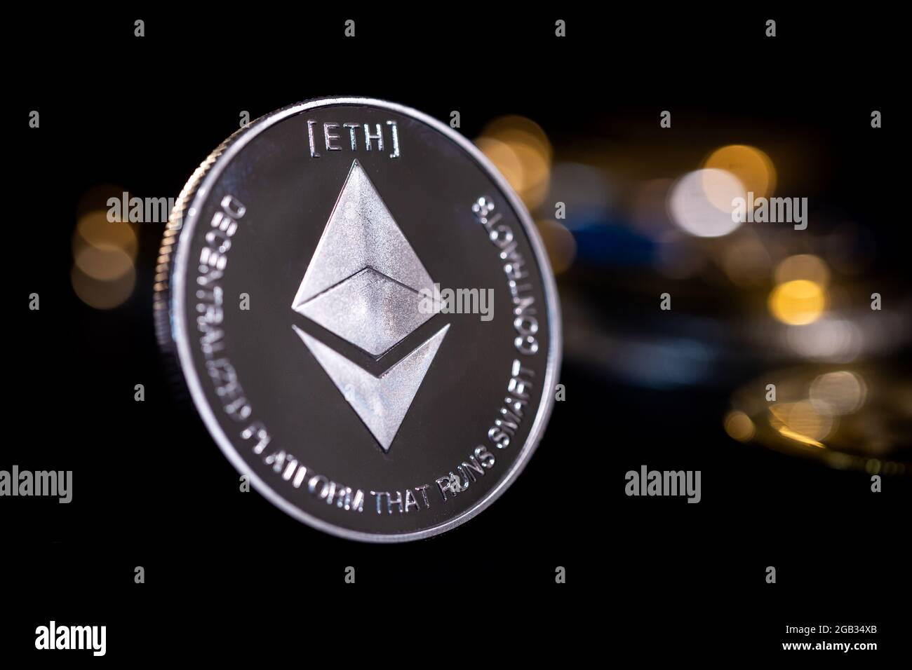Ethereum cryptocurrency coin Stock Photo