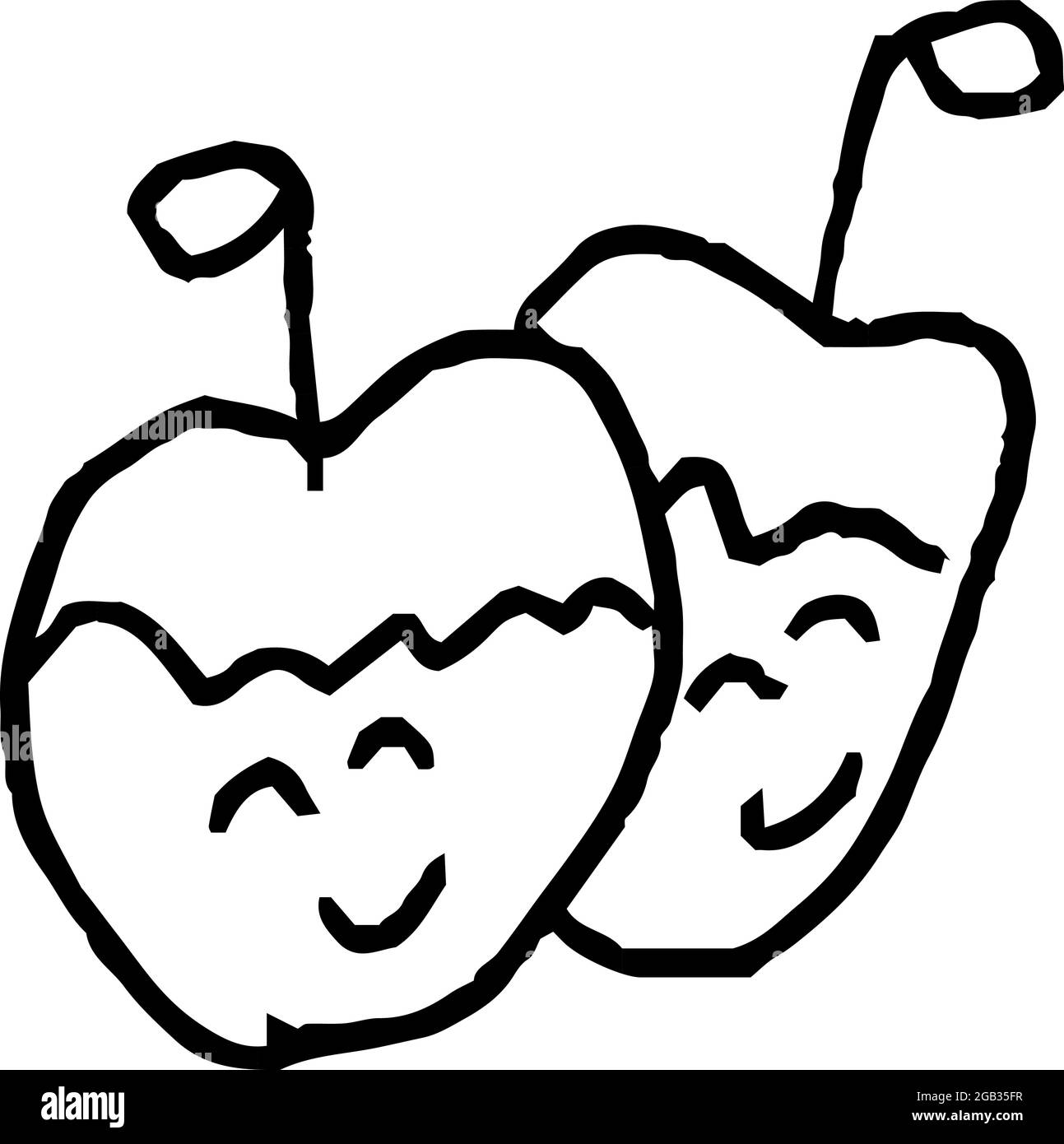 This is a illustration of Cute apple scribble drawn by a child Stock Vector