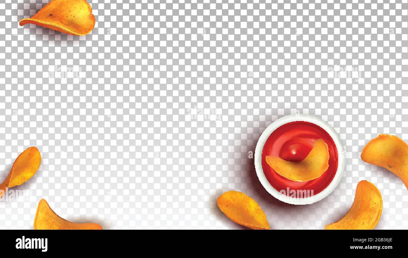 Chips Fried Potato Snack Dip In Ketchup Vector Stock Vector Image & Art