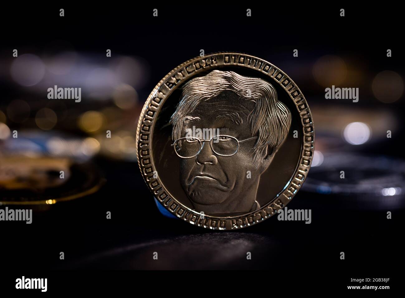 Bitcoin inventor Satoshi Nakamoto pictured on a coin Stock Photo - Alamy
