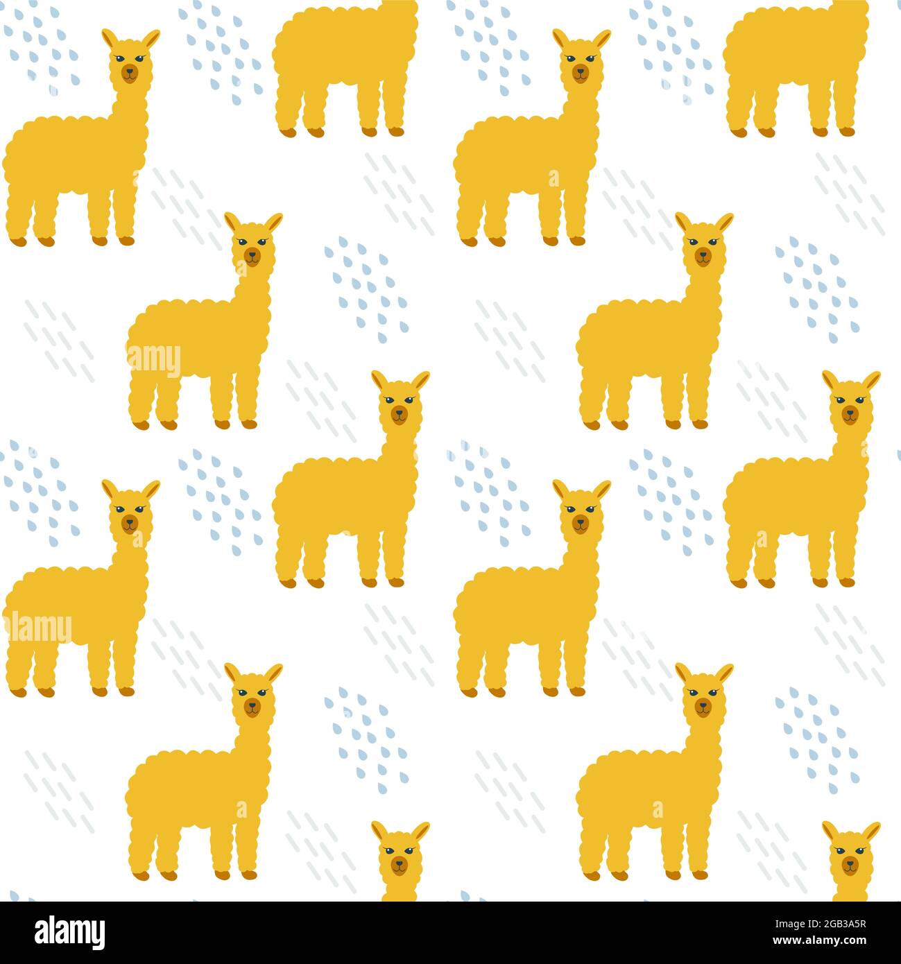 Cute llama seamless pattern on white background vector illustration