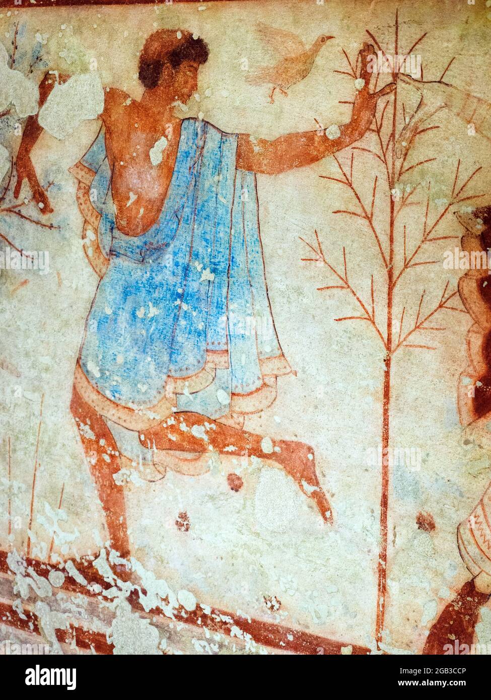 Fresco painted wall detail in Tomba del Triclinio ( Tomb of the