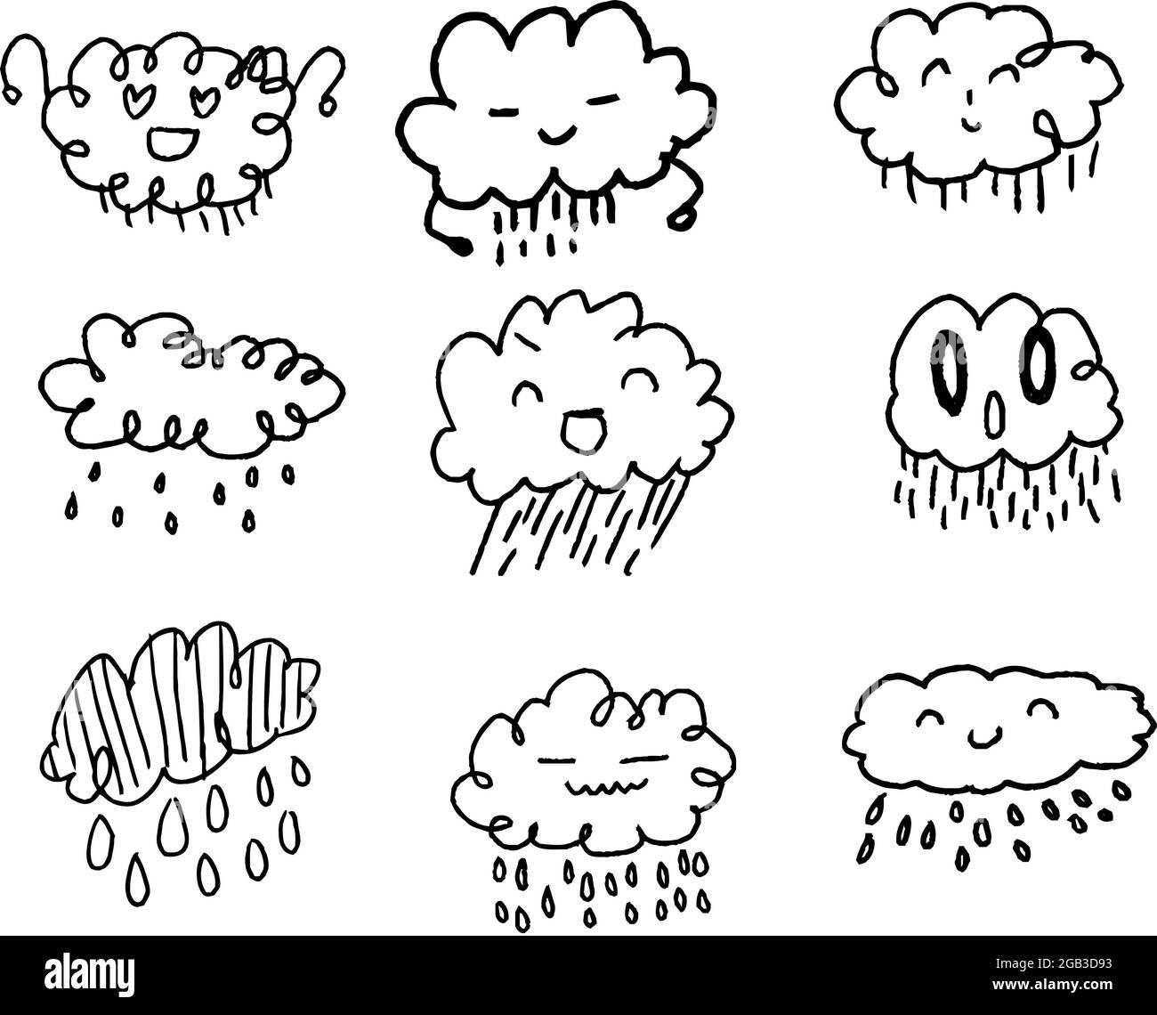 This is a illustration of Graffiti of rain clouds that children drew Stock Vector