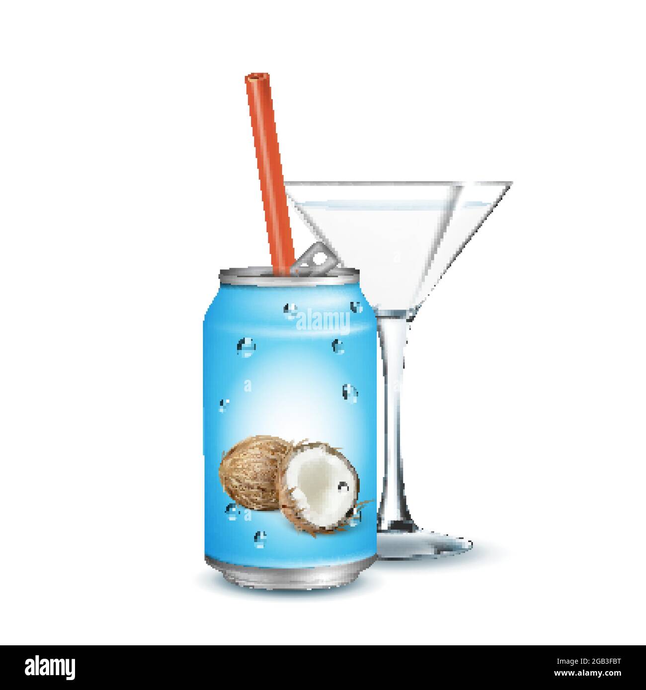 Soda Water With Coconut Taste And Glass Vector Stock Vector Image & Art