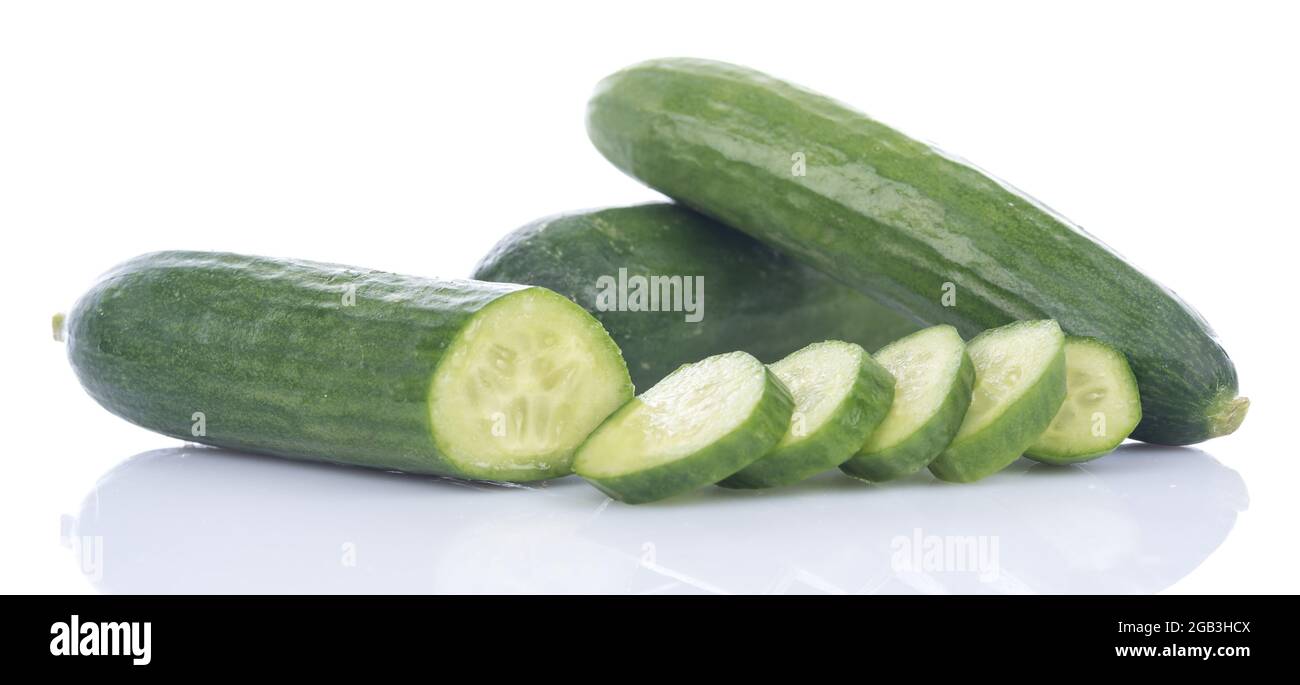 Fresh Mini Cucumbers Isolated On White Stock Photo 2020308830