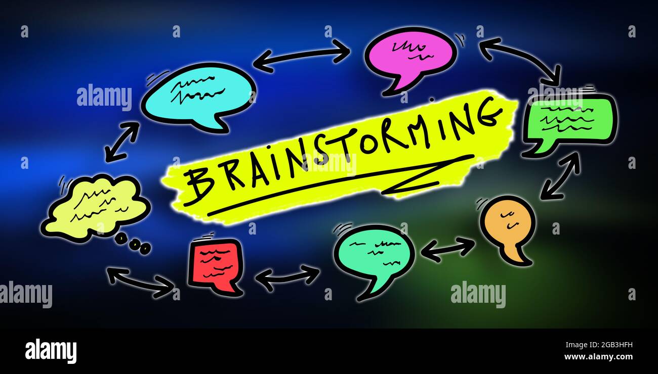 Illustration of a brainstorming concept Stock Photo - Alamy