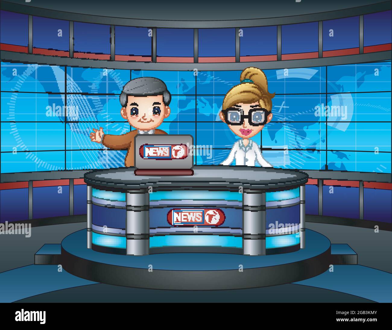 Illustration of news anchor on television Stock Vector Image & Art - Alamy