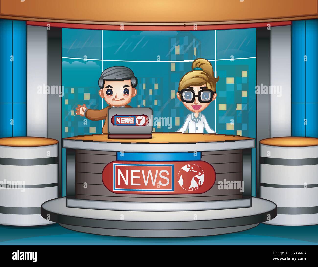 Illustration of news anchor on television Stock Vector Image & Art - Alamy