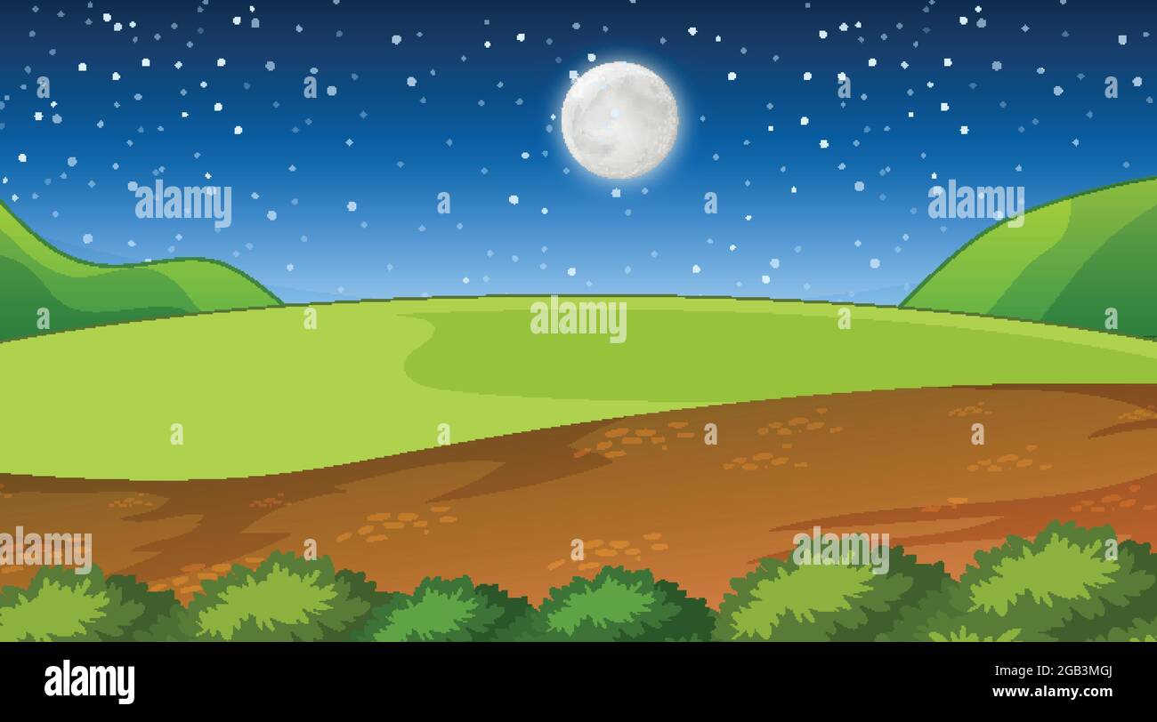 Nature forest landscape at night scene illustration Stock Vector Image ...