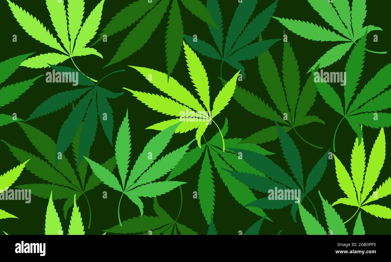 A Neon, Green Marijuana Pattern. A Medical Cannabis, Weed Modern