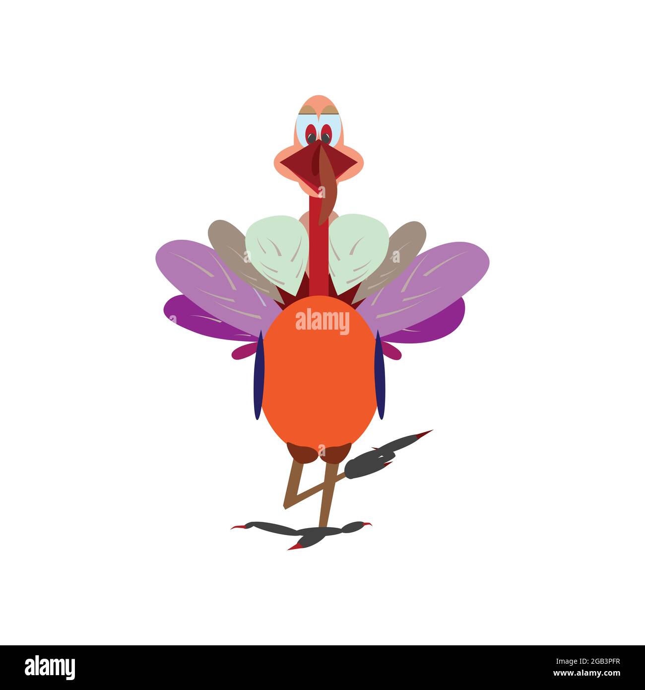 Cute Thanksgiving turkey, flat vector isolated illustration. Stock Vector