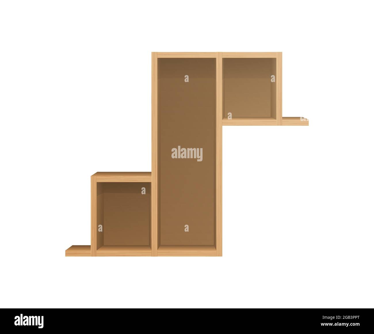 Elongated and short wooden shelves template. Brown empty clothes ...
