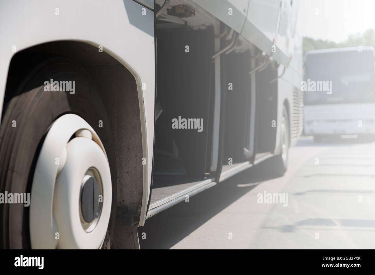 Bus luggage compartment of intercity bus with copy space Stock Photo